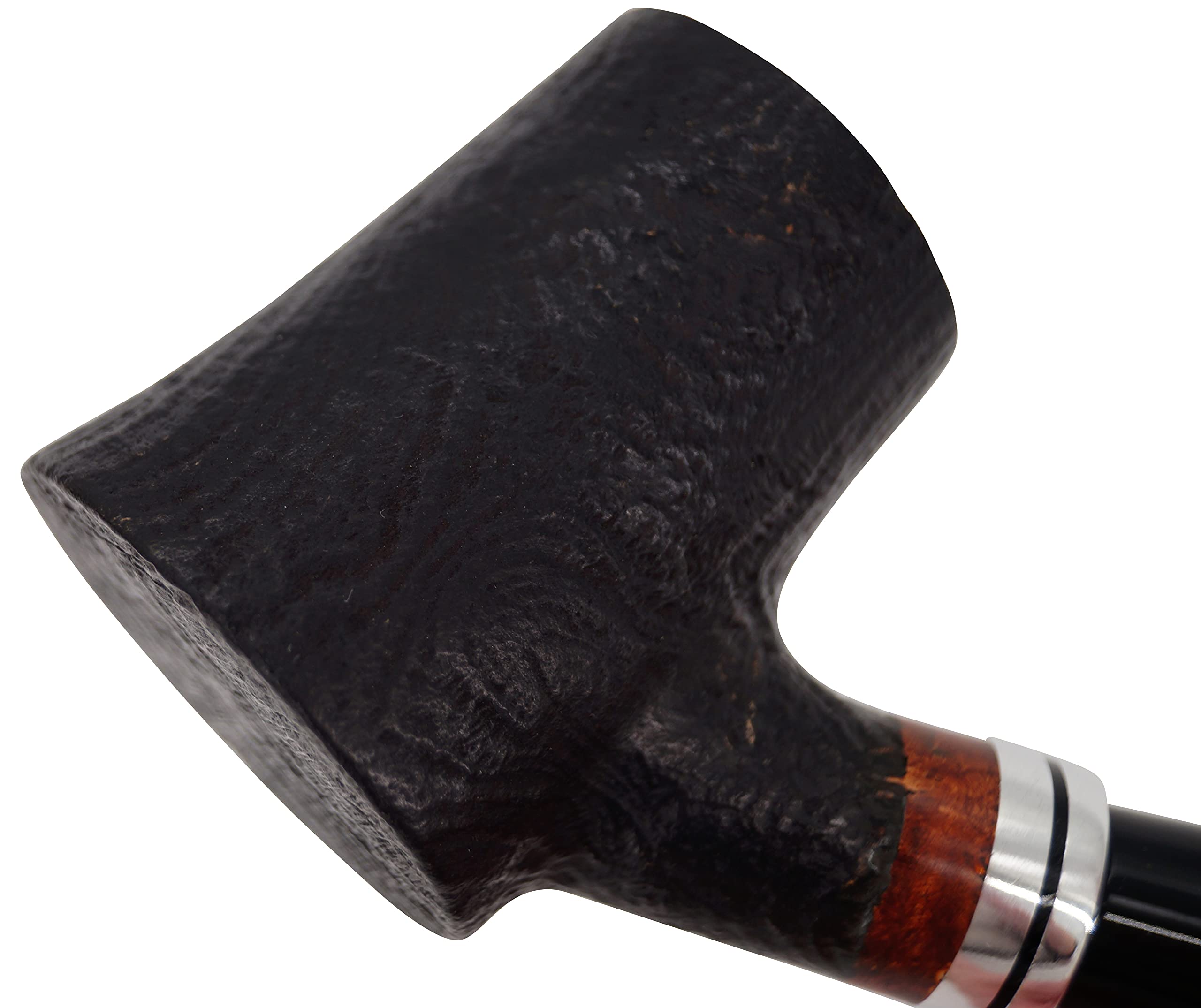 GERMANUS Tabakpfeife - Made in Italy - Pfeife Poker Sand mit Meerschaum Einsatz und Pfeifenbeutel, 9mm Filter, Nr. 17