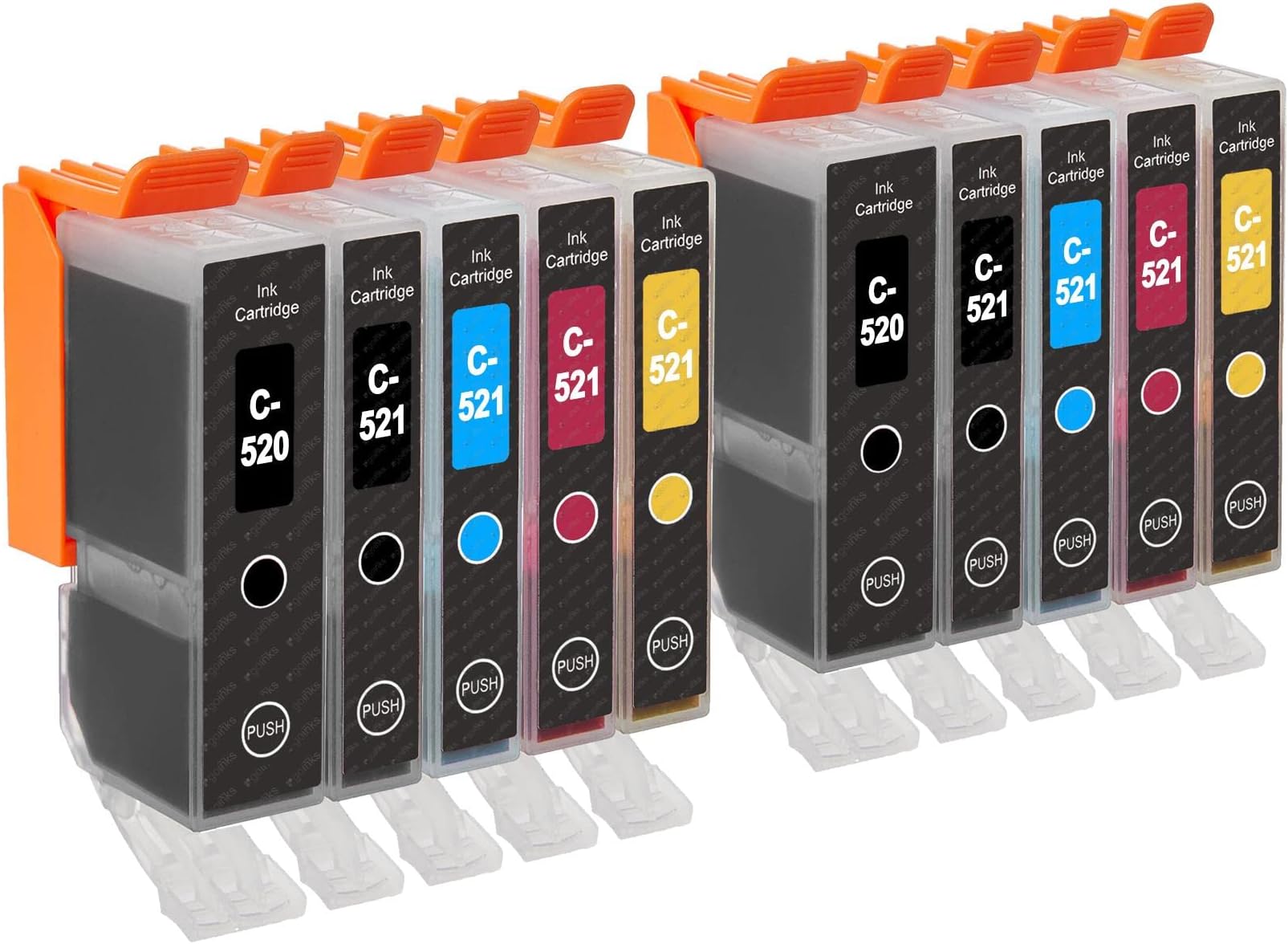Go Inks 2 Set of 5 Ink Cartridges to replace PGI-520 & CLI-521 Compatible/non-OEM for PIXMA Printers (10 Pack)
