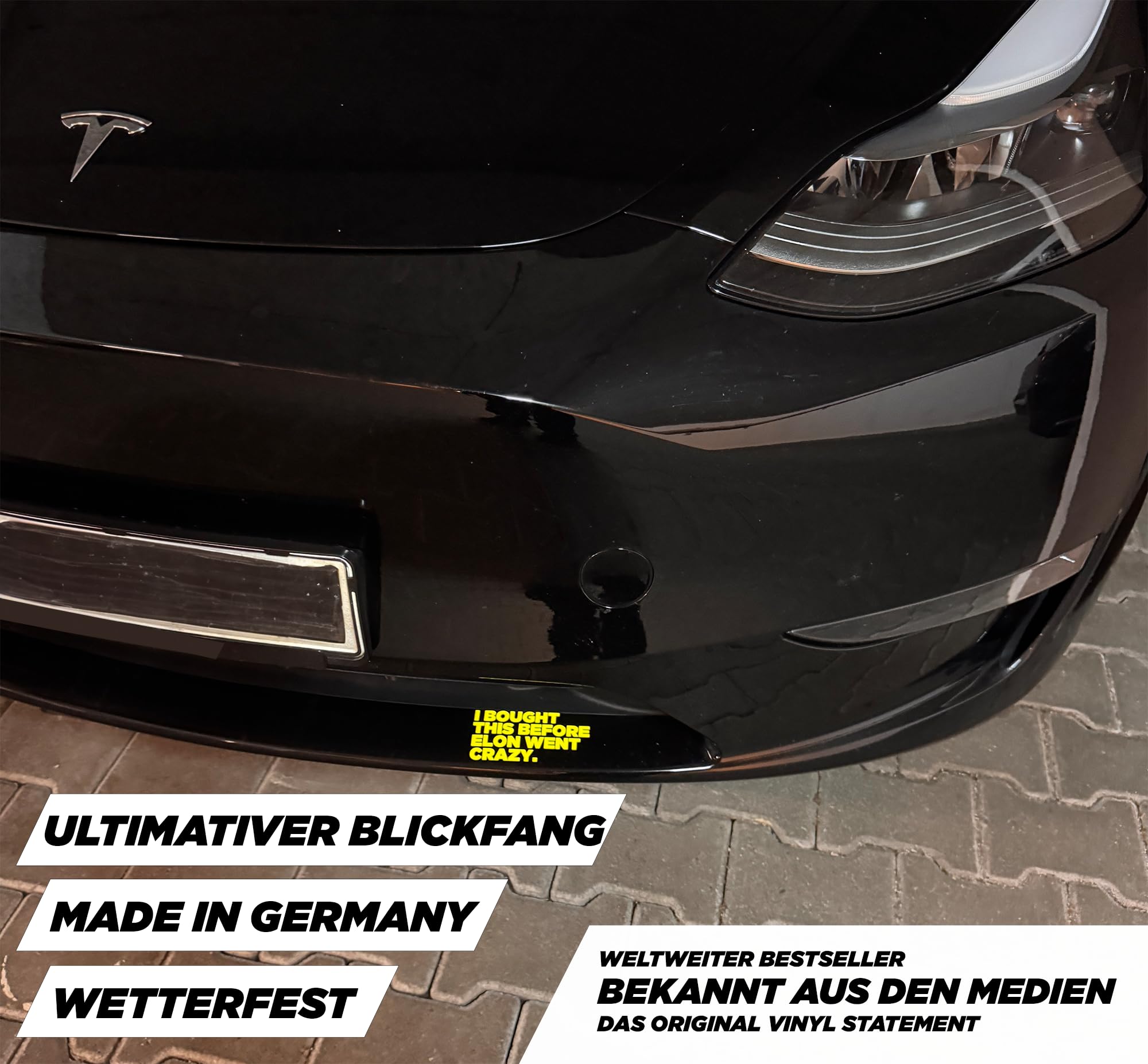 Adesivo Tesla Anti Elon - Sticker 11.5x5.5cm Per Auto E Vetri | Resistente Alle Intemperie Con Scritta Umoristica