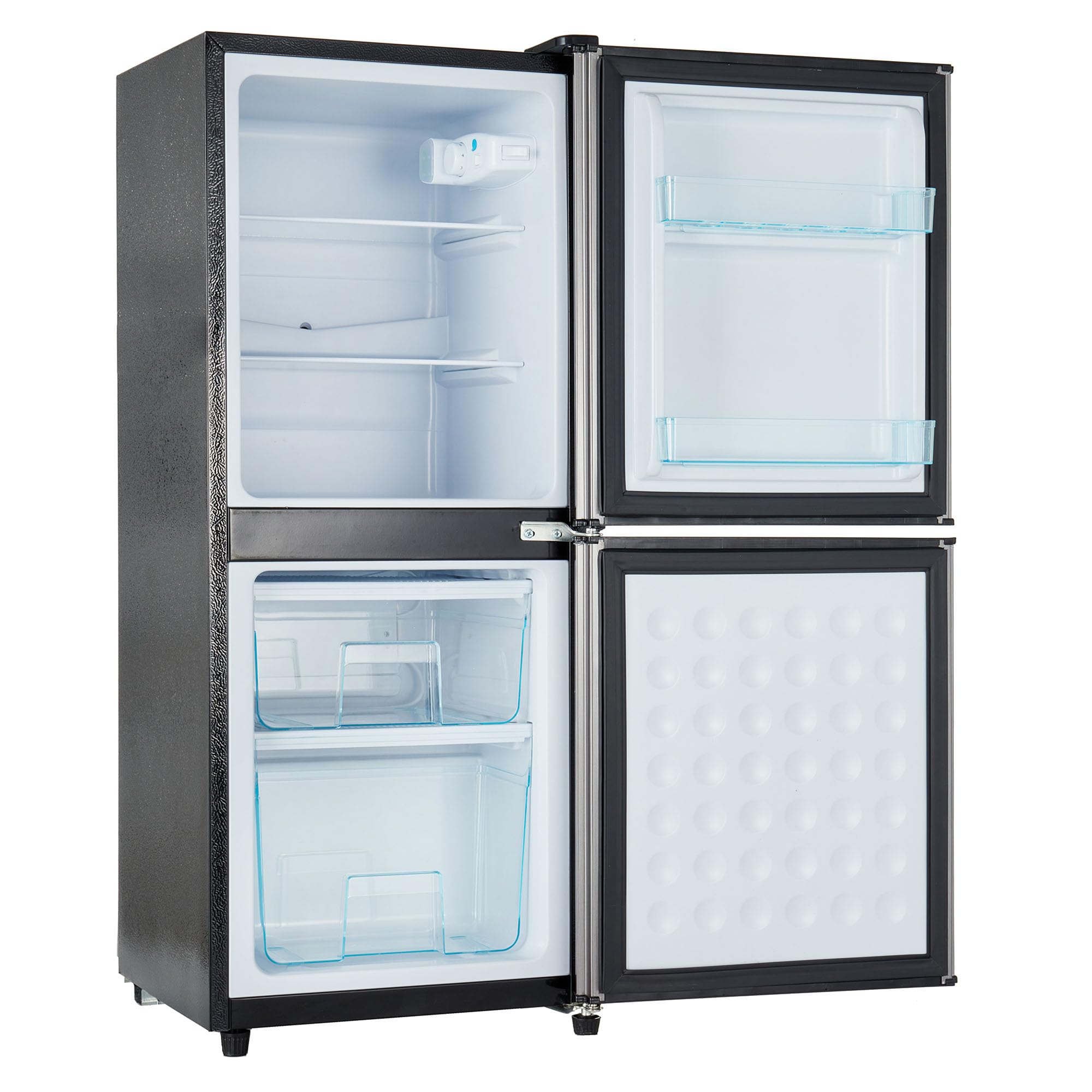 Gegtuon Frigorifero 106L, Frigo con Illuminazione a LED e Divisorio per Ripiani, Professional Frigo Bar Refrigerata con Congelatori e Porta Verstellbare per Cucina Ufficio, Classe E, 220-240V, Argento