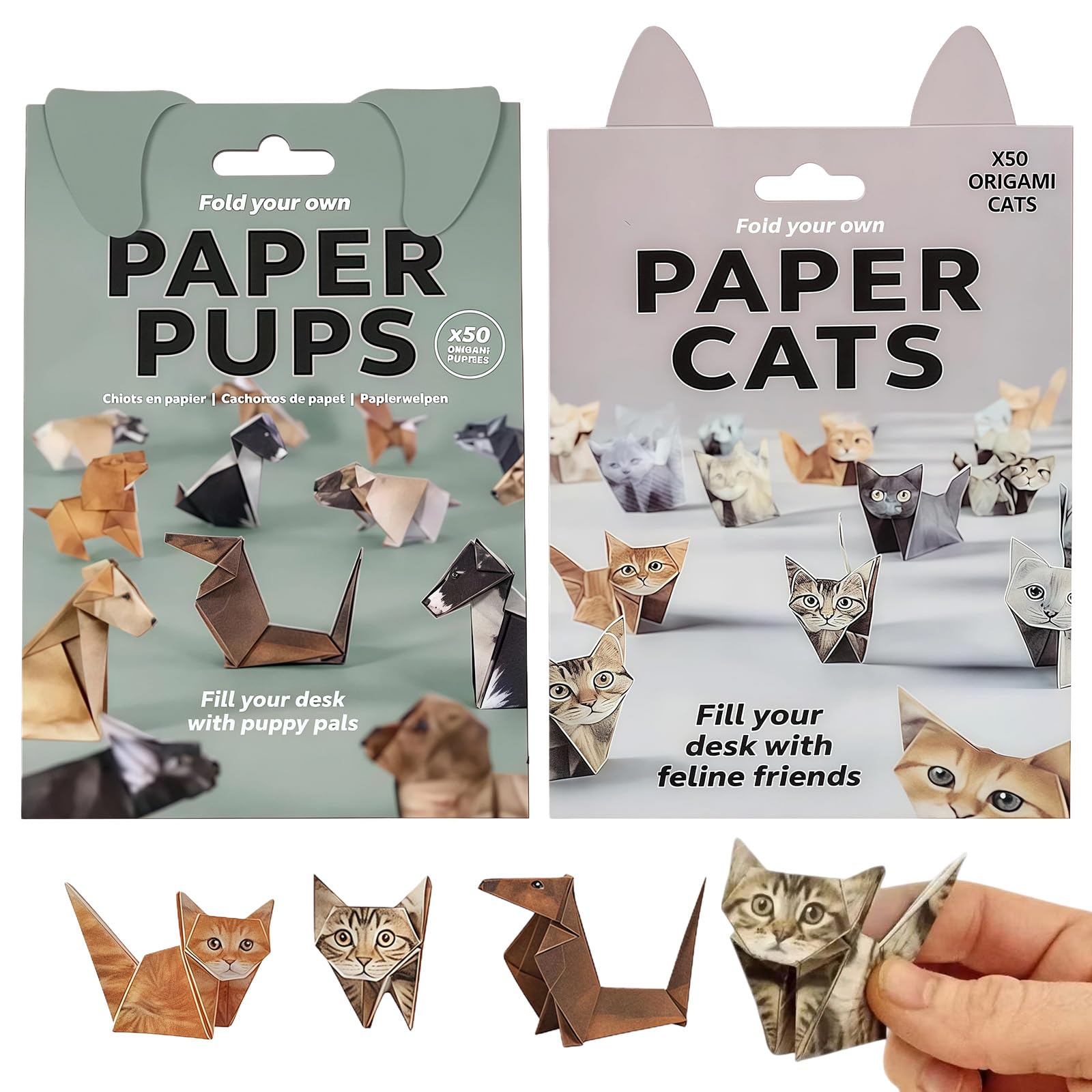 Henyall 100 Sheets DIY Cat Origami Paper Kit, Animal Origami, 3D Paper Cats Origami, Suitable for Children and Adults Who Like Animals, DIY and Desktop Decoration (Cats and Dogs)