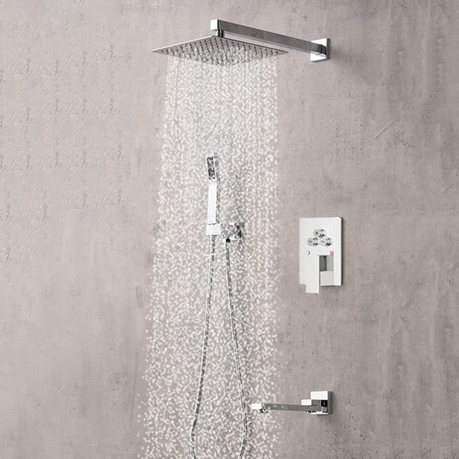 Sistema de Ducha Empotrado con Alcachofa de Ducha Efecto Lluvia 25 Cm y Grifo Cromado