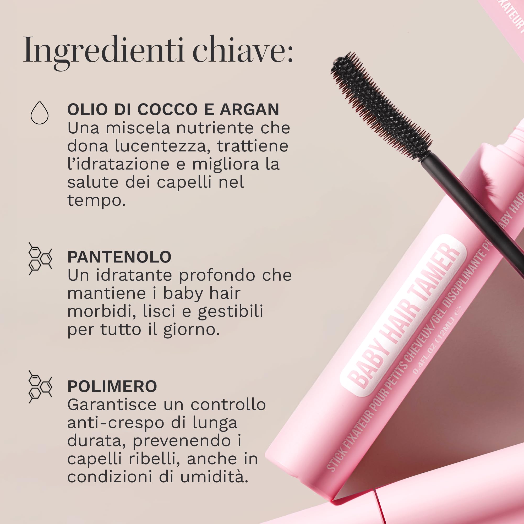 HAIR BURST Baby Hair Tamer – Stick per Capelli Ribelli, Anti-Crespo e Anti-Umidità – Con Oli Naturali di Cocco e Argan – Tenuta Non Grassa, Facile da Applicare – Vegano, 95,6% Ingredienti Naturali