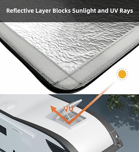 Miniatura 4 de Cubierta de techo solar para techo de caravana, 16 x 16 pulgadas, tela opaca para ventilación de techo, cubierta de ventilación para ventilador de