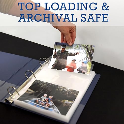 Miniatura 4 de Samsill Paquete de 100 recambios de álbumes de fotos de 5 x 7, 100 imágenes, 3 anillas, página de fotos de 2 bolsillos para fotografías de 5 x 7,