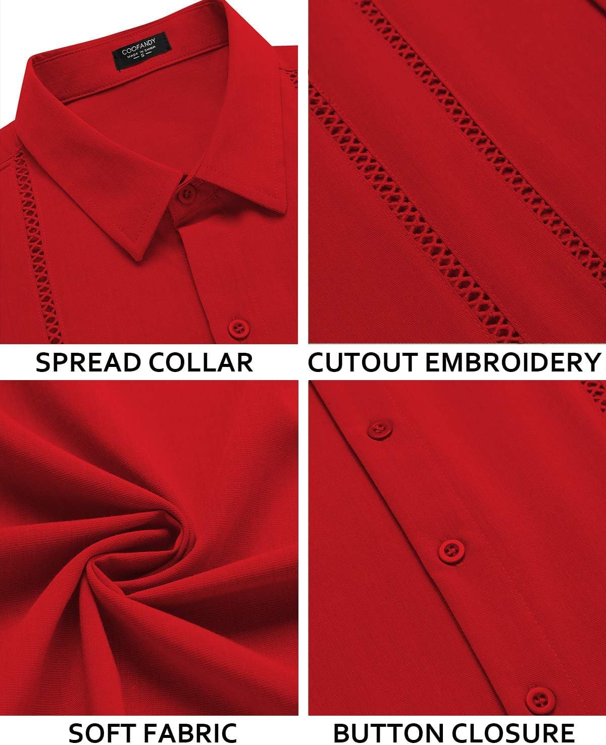 COOFANDY Men's Cuban Guayabera Shirt Short Sleeve Button Down Shirts Casual Summer Beach Linen Shirts - Image 4