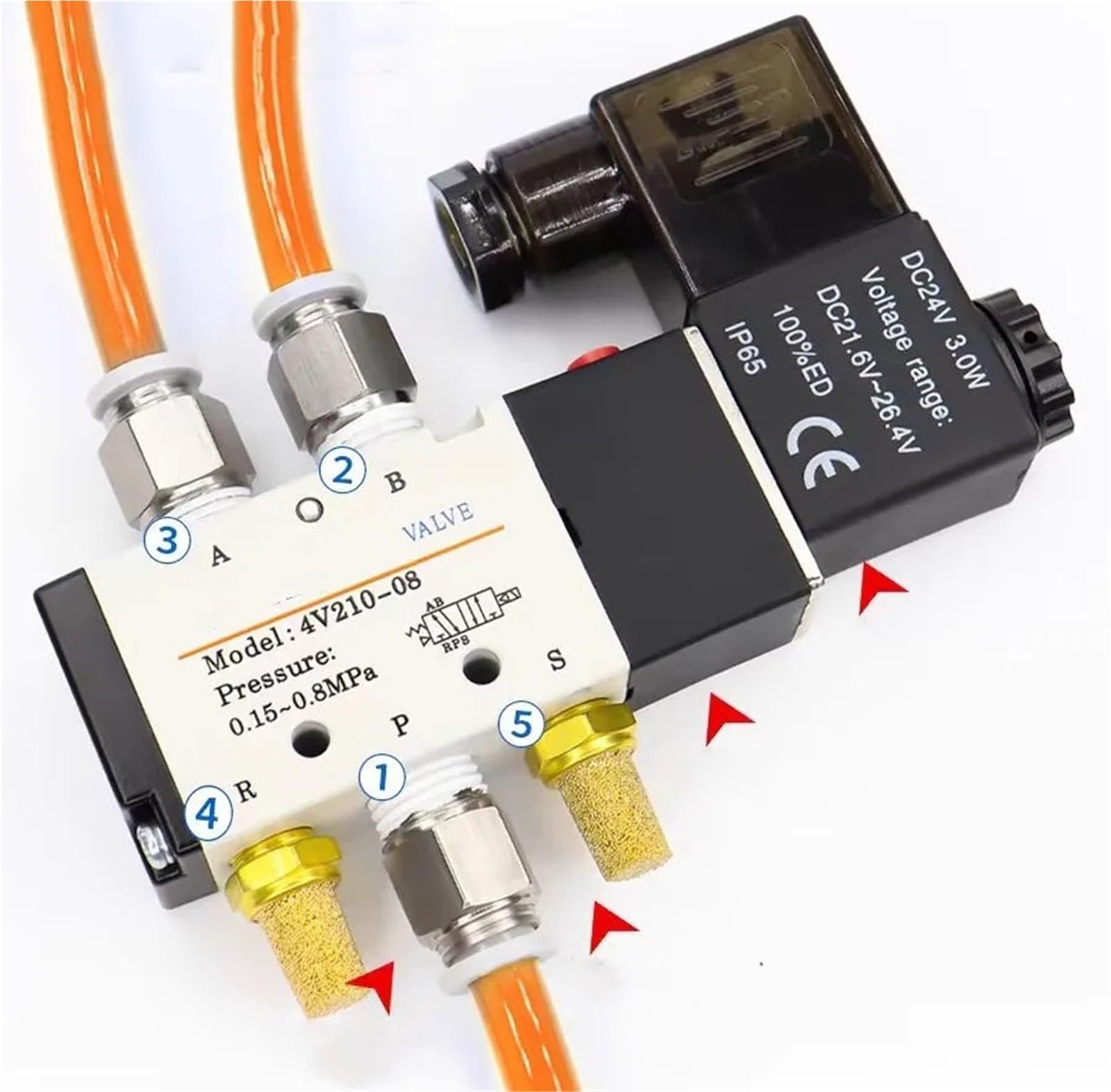 Électrovanne pneumatique 4V210-08 24V pour contrôle de l'air