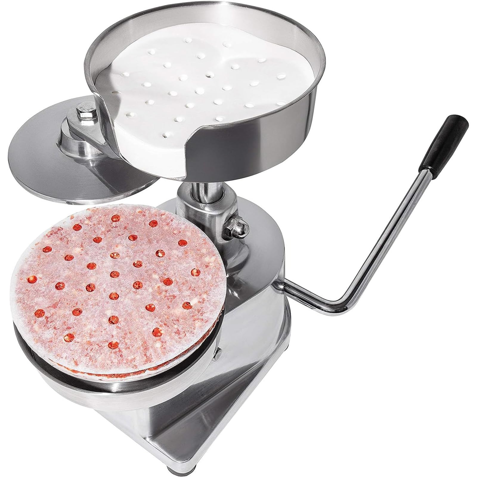 Burger Patty Maker, ręczna maszyna do formowania 130 mm, stal nierdzewna z 500 papierami pasztecikowymi, wysoka pojemność ≥ 100 pasztecików / godzinę do wołowiny, wieprzowiny, kurczaka