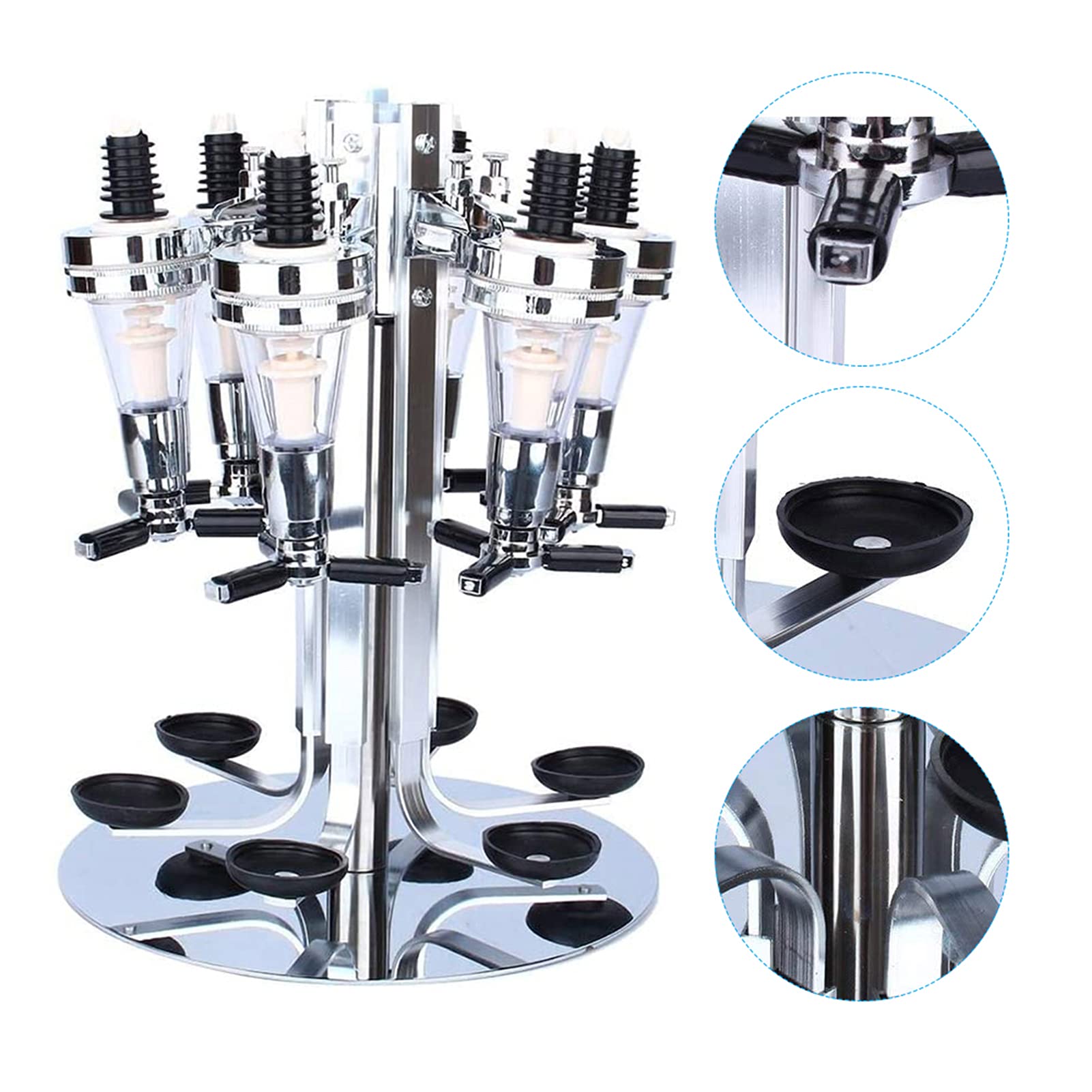 Suministros de Cocina Montado en la Pared, Soporte Giratorio para 6 Botellas, Dispensador óptico, Bebidas, Vino, Barra de Acero, Mayordomo