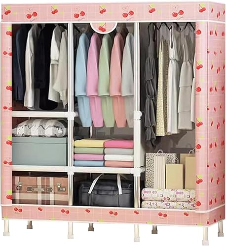 Miniatura 8 de large closets Wardrobe Closet with Pattern Cloth Cover Wardrobe Closet Steel Rack Closet for Clothes Saves Space Portable Storage Closet
