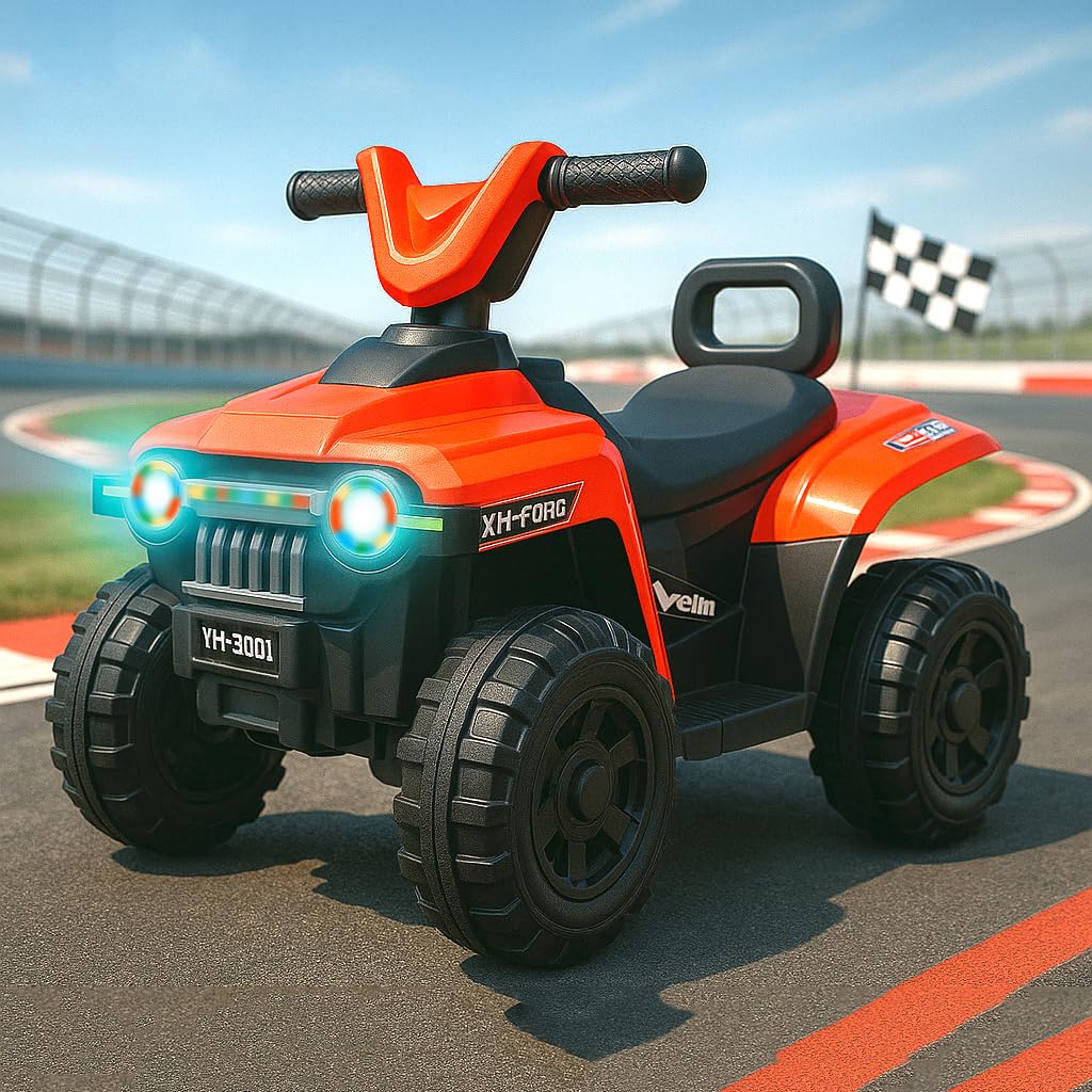 Pandaoriginals Falcon ATV EV Battery CAR rideon with Music and Lights, Forward and Backward Gear, Built in MP3 Player (RED)-image-30