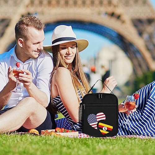 Miniatura 6 de Bolsa de almuerzo aislada con la bandera de Uganda para mujeres y hombres, reutilizable, bolsa de mano para el trabajo y viajes