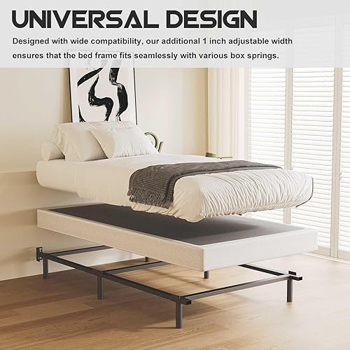 Miniatura 3 de Bedsnus Base de cama de tamaño individual, marco de cama Metal Basics de 7 pulgadas, base de perfil bajo para somier, soporte de 6 patas, sin ruido,