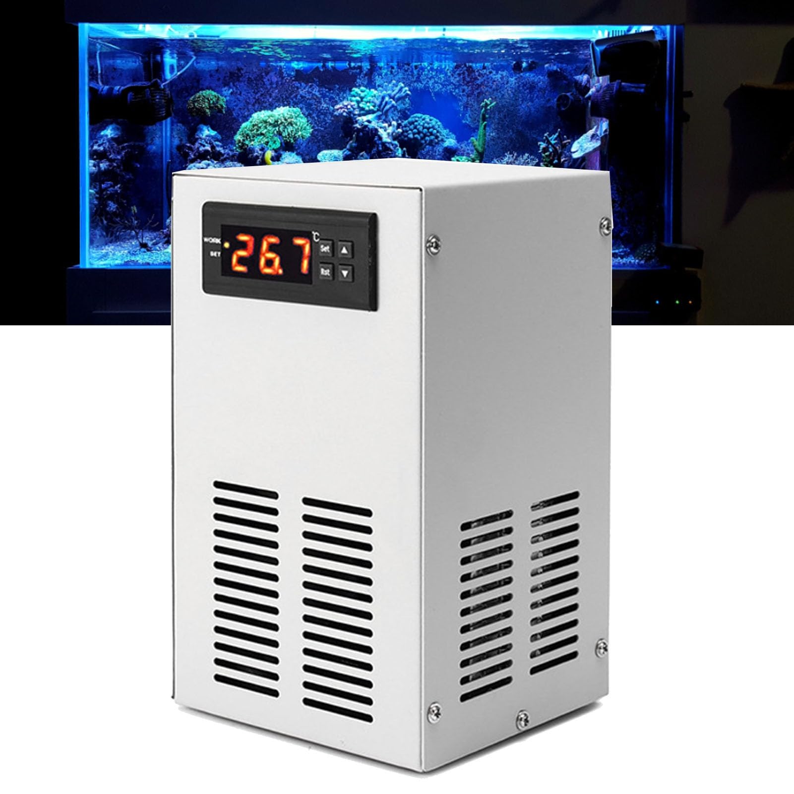 AMONIDA Raffreddatore per Acquario Tecnologia di Raffreddamento Avanzata Refrigerazione dell'Acqua per Acquari Risparmio Energetico da 20 Litri (Spina Europea 220V)
