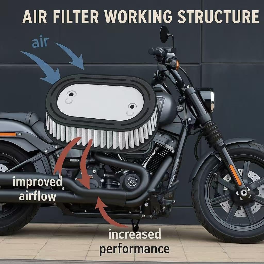 Replacement Air Filter 29400267 Element For Harley Touring,Softail Models,Road Glide, Softail, Street Glide, Road King Equipped with 114 Air Cleaner