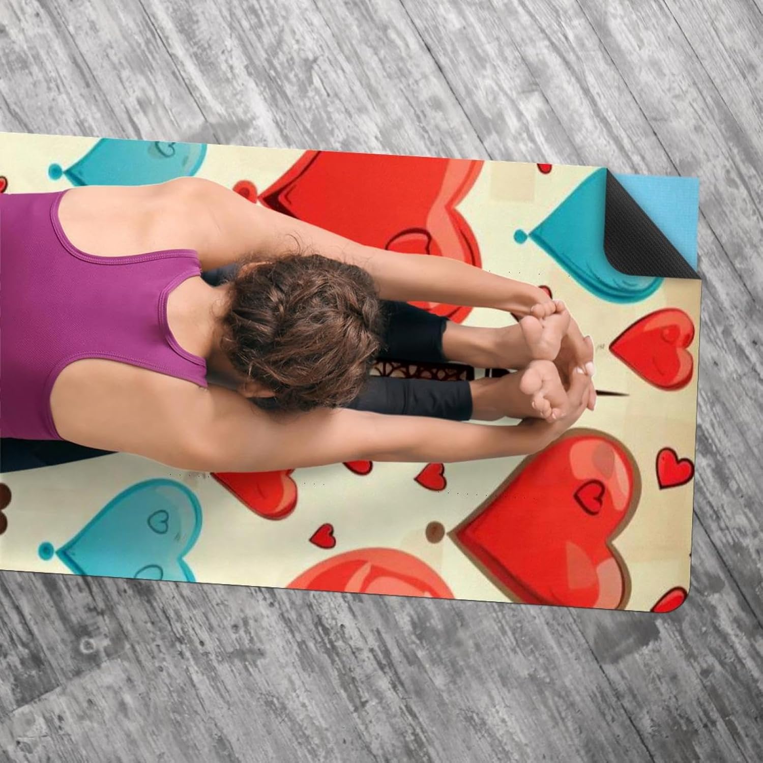 Yoga Towel, Eiffel Tower Valentine's Day Pattern Non Slip Sweat Absorbent Hot Yoga Mat Towel for Hot Yoga, Pilates and Fitness - 72.8" x 26.8"