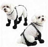 BECROWM Waterproof Anti-Slip Dog Boots for Small/Medium Dogs - Reflective Stay-On Paw Protectors, Comfortable Outdoor Pet Shoes (Black, Medium)