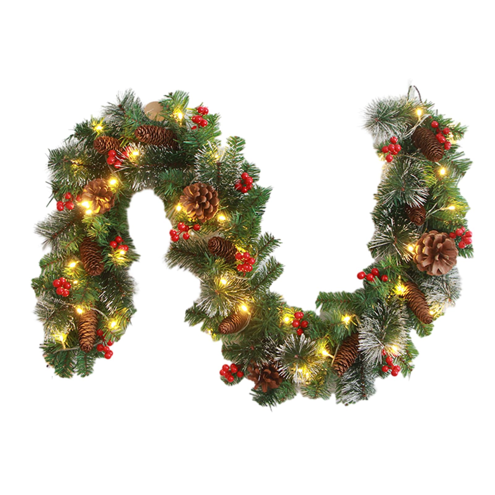 180cm/270cm Christmas Branches with Red Berrys Reusable Christmas Red Berrys Rattan Decoration Props Festive Party Supplies for Home Wall Door 1.8m