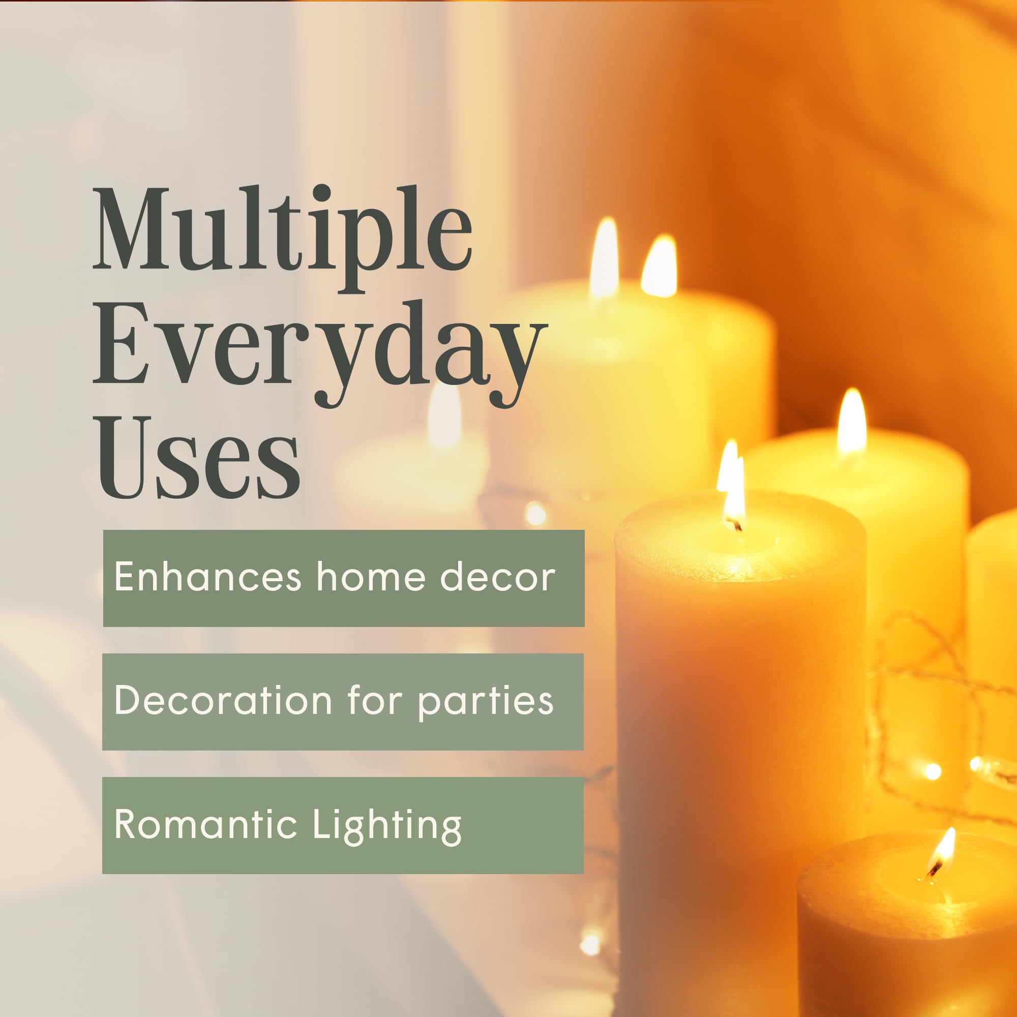 Mister Candle - Różne bezzapachowe świece filarowe w jednolitym kolorze (zestaw 3 szt.) do dekoracji domu, przyjęcia weselne (żółte)