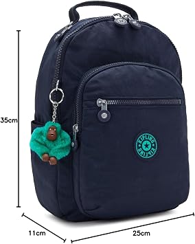 Kipling Seoul S Backpack Lightweight Laptop Tablet Travel Daypack, BLUE GREEN BLOCK