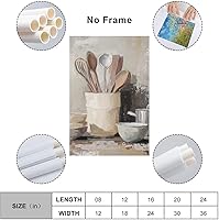 Vista 2 de Arte De Pared De Cocina De Campo, Impresiones En Lienzo Enmarcado, Utensilios De Cocina Y Alimentos, Pintura Rústica De Granja, Cocina, Comedor