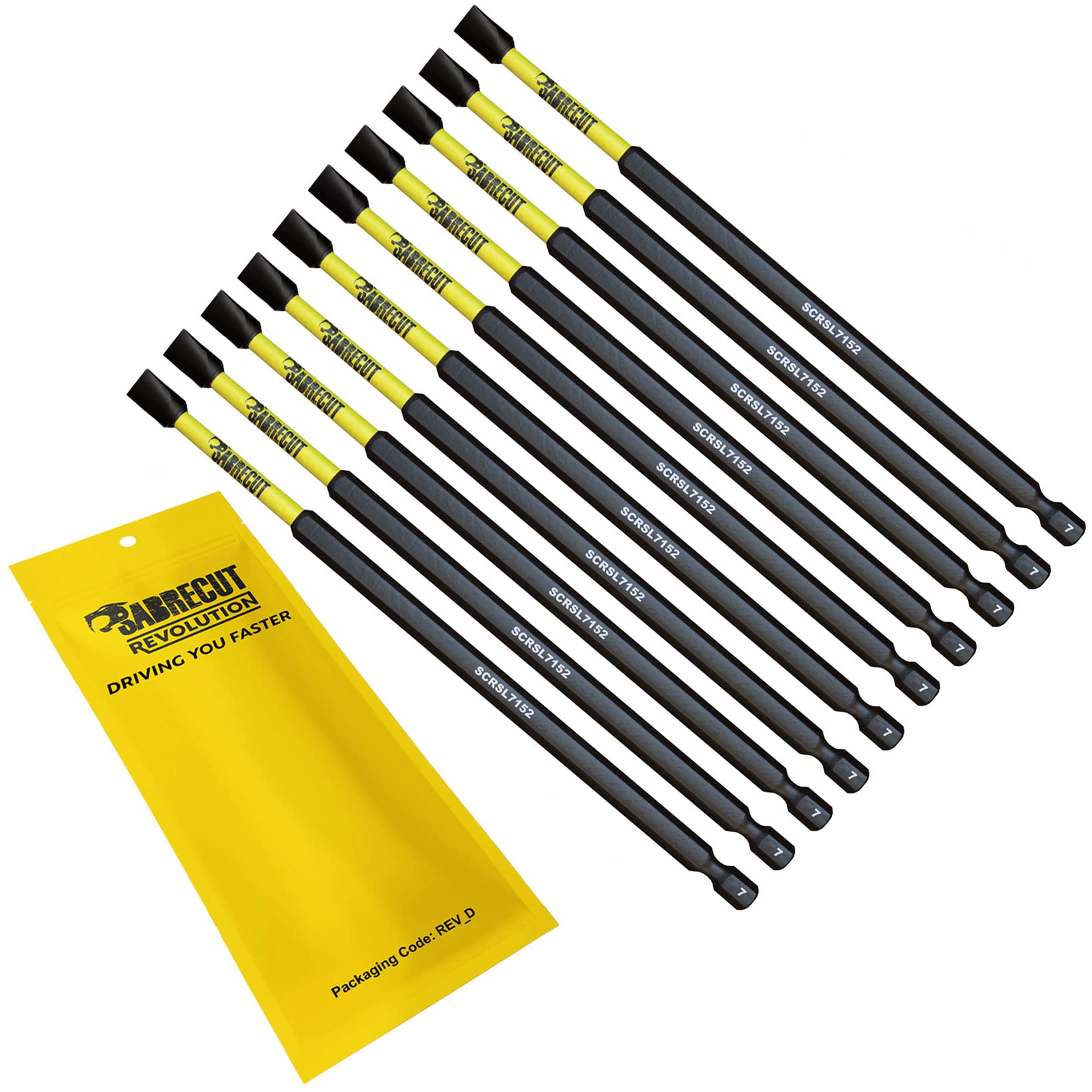 Sabrecut 10 X Scrsl7152_10 152Mm Sl7 Slotted Magnetic Impact Screwdriver Driver Bits Set Single Ended Heavy Duty