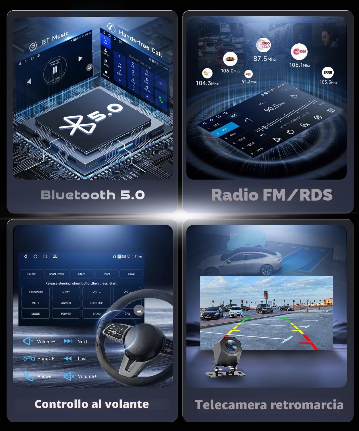 VECHTEL 4G+128G Autoradio Android 15 per Ford Kuga Escape 2008-2012, 9'' In-Cell HD Schermo Tactile co Carplay Android Auto senza Fili, Stereo Auto co GPS Wi-Fi USB Bluetooth Radio FM RDS Retrocamera