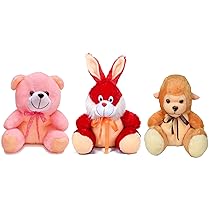 Richy Toys 25 cm Combo Rabbit Monkey and Teddy Soft Toy kids birthday Gift