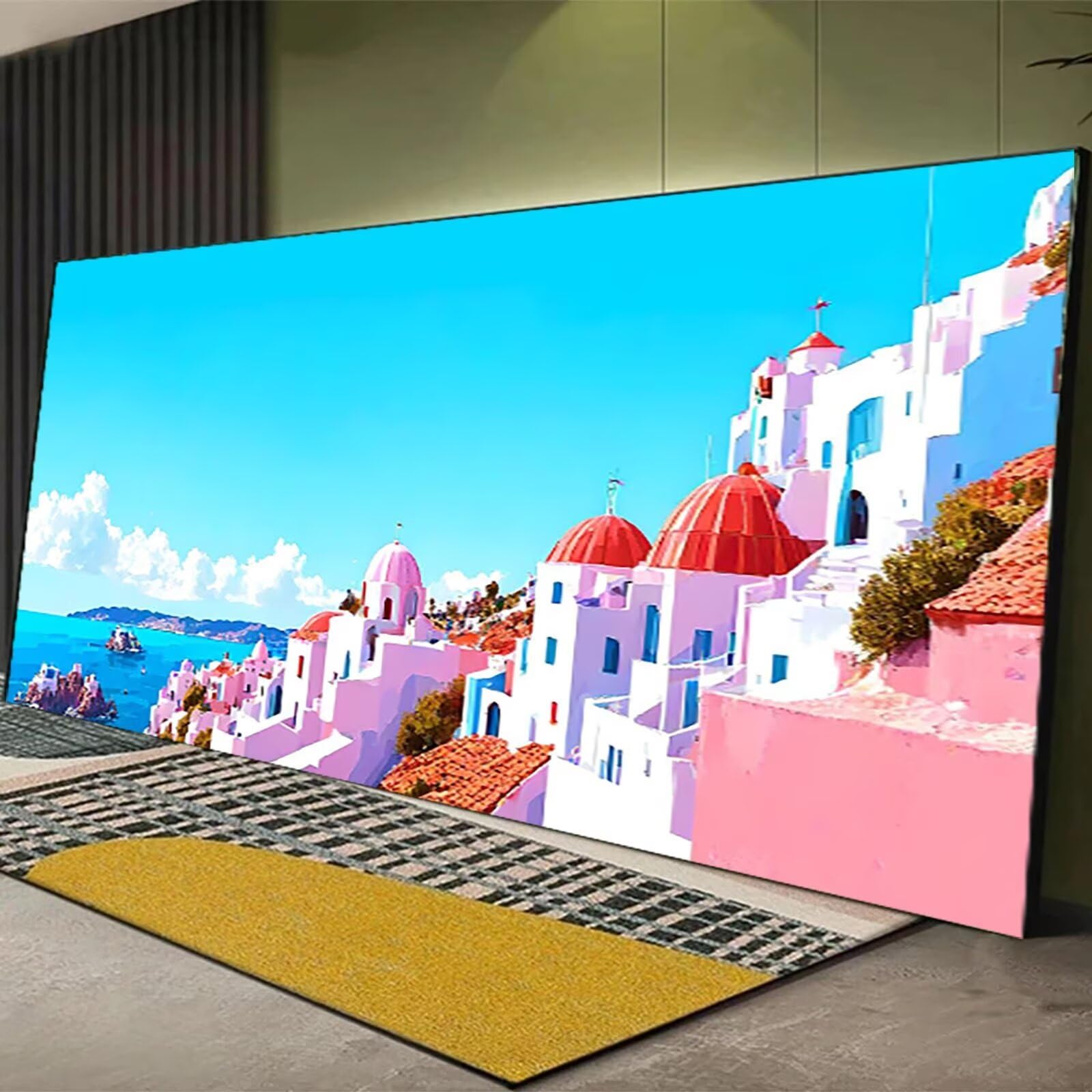 Malen nach Zahlen Kinder Griechenland, Malen Nach Zahlen Erwachsene Geschenke Home Wand Dekor Bastelset, Malen nach Zahlen Santorin | Malen nach Zahlen Ohne Rahmen (60x120cm) Bastelset Erwachsene 7-0