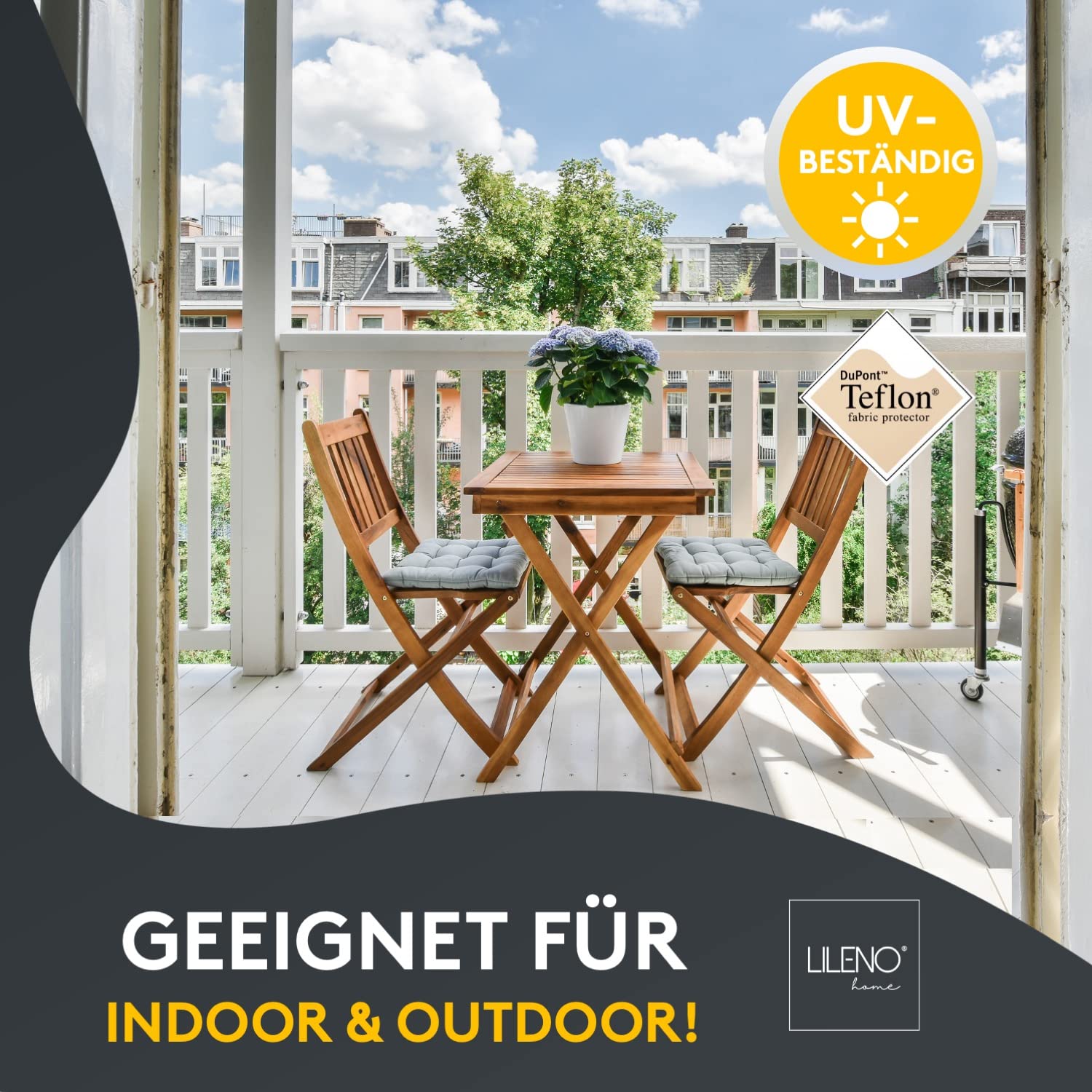 LILENO HOME 6er Set Stuhlkissen Türkisgrün (40x40x4,5 cm) - Sitzkissen für
