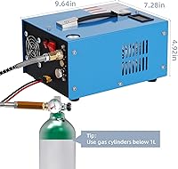 Vista 2 de Compresor de aire PCP, compresor de tanque de buceo de 4500 Psi/30 MPa, fuente de alimentación de 12 V CC/120 V CA, convertidor de potencia Azul