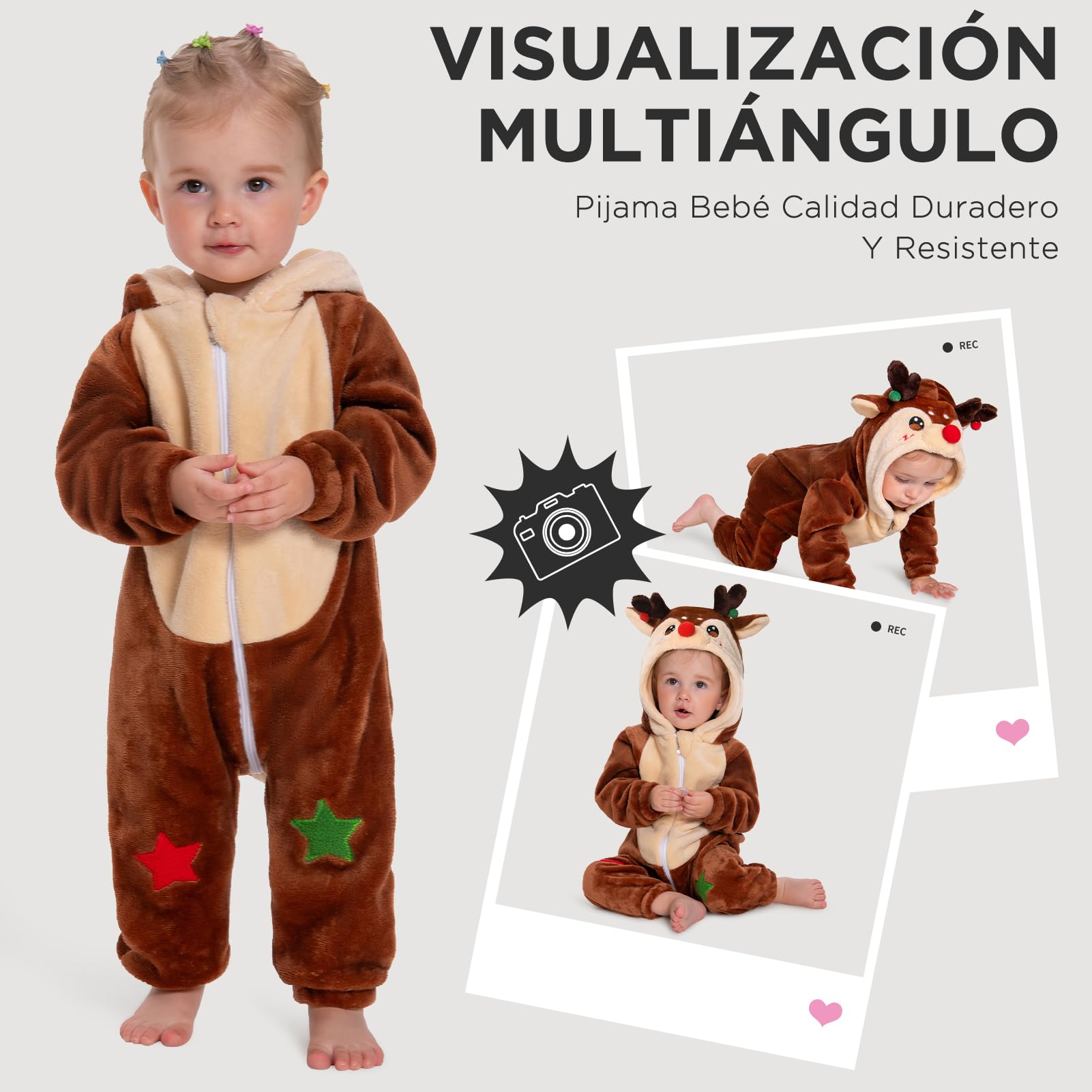 OLAOLA Peleles para Bebé Unisex, Pijama de Franela Suave, Disfraz de Animal para Niños, Mono con Capucha de Dibujos Animados
