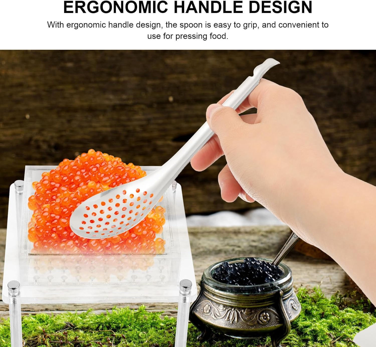 3pcs Stainless Steel Caviar Spoons Small Slotted Cooking Spoons Strainer for Hotpot and Soup Dining Kitchen Gadgets