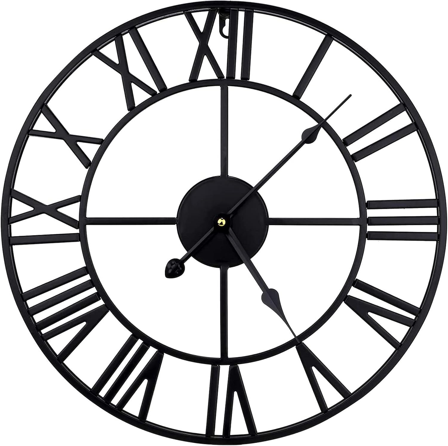 Orologio da Parete con Numeri Romani, Orologio da Parete in Metallo in Stile Industriale retrò, Orologio Silenzioso A Batteria per Soggiorno E Ufficio, Decorazione da Parete per La C, Black, 16 in