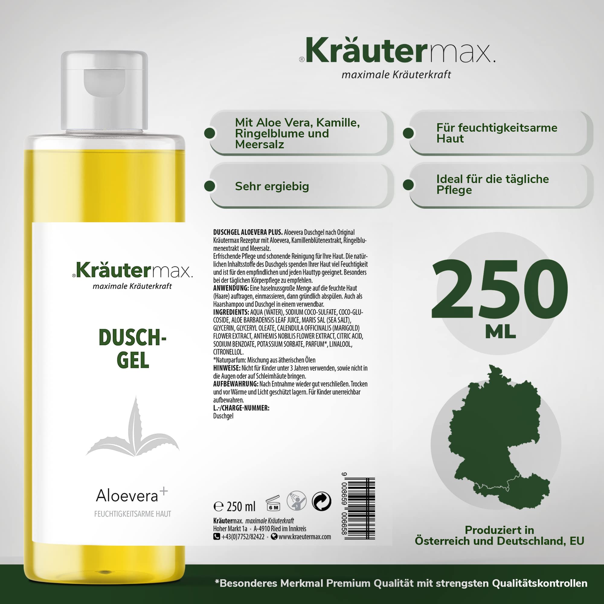 Aloe Vera Shower Gel Cleansing Gel with Aloevera Gel for Body and Hair 1 x 250 ml, golden yellow, 250 ml (Pack of 1) - Image 4