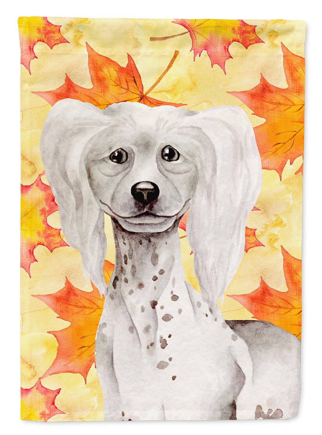 Drapeau de jardin Chien Chinois à Crête pour décorer votre extérieur en automne