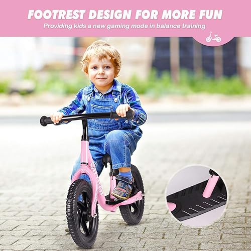 Miniatura 2 de Birtech Bicicleta de equilibrio para niños de 2 a 5 años, bicicleta de entrenamiento sin pedal de 12 pulgadas con altura de asiento ajustable,