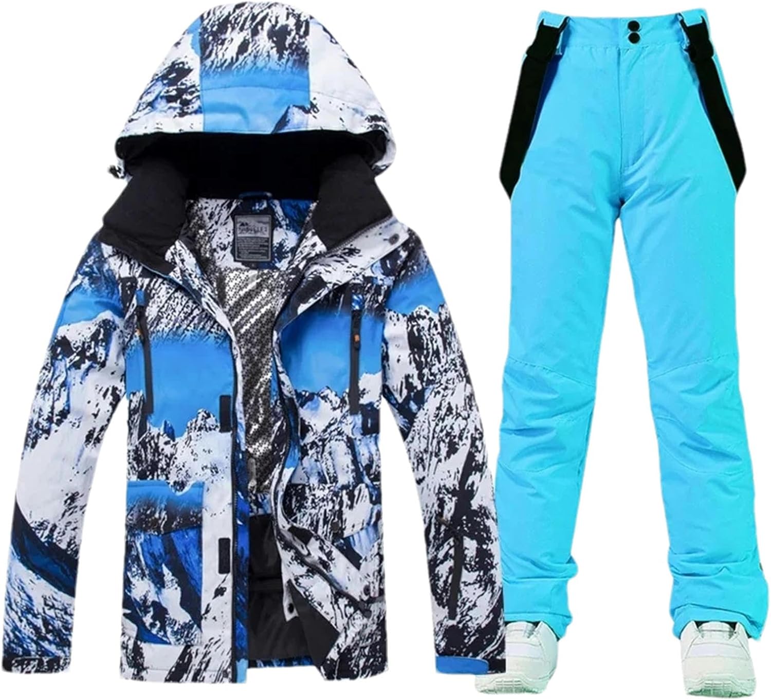 JXQXHCFS Men's Winter Warm Ski Suit Windproof Waterproof Snowboarding Skiing Jacket Pants Male Snow Costumes Overalls