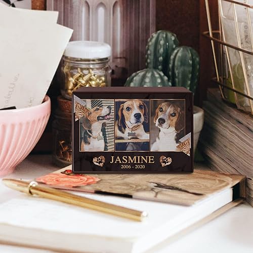 Miniatura 7 de Urnas de recuerdo de mascotas personalizadas para perros, caja de madera para cenizas de mascotas con foto para tus queridas mascotas, urnas de