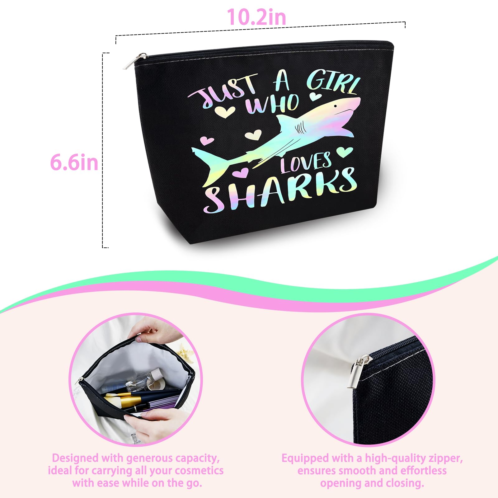 Shark Gifts for Women Sharks Themed Gifts for Women Shark Bag Sharks Week Bag Travel Toiletry Bags Graduation Gift Ideas for Daughter Sister Bestie Friends