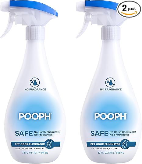 Pooph Pet Odor Eliminator, 32oz Spray, 2-Pack - Dismantles Odors on a Molecular Basis, Dogs, Cats, Freshener, Eliminator, Urine, Poop, Pee, Deodorizer, Natures, Puppy, Fresh, Clean, Furniture, Potty