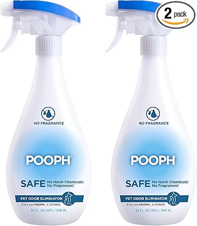 Pooph Pet Odor Eliminator, 32oz Spray, 2-Pack - Dismantles Odors on a Molecular Basis, Dogs, Cats, Freshener, Eliminator, Urine, Poop, Pee, Deodorizer, Natures, Puppy, Fresh, Clean, Furniture, Potty