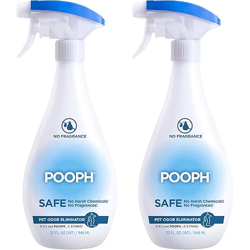 POOPH Pet Odor Eliminator Spray 32oz 2 Pack Fragrance Free Odor Remover for Dogs and Cats Urine Poop Pee Deodorizer for Carpet Furniture and Home