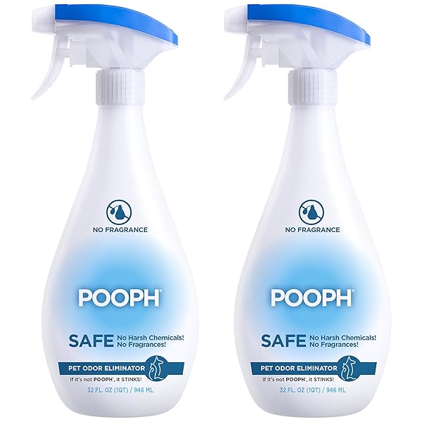 Pooph Pet Odor Eliminator, 32oz Spray, 2-Pack - Eliminates Odors at the Molecular Level, Dogs, Cats, Freshener, Eliminator, Urine, Poop, Pee, Deodorizer, Natures, Puppy, Fresh, Clean, Furniture, Potty