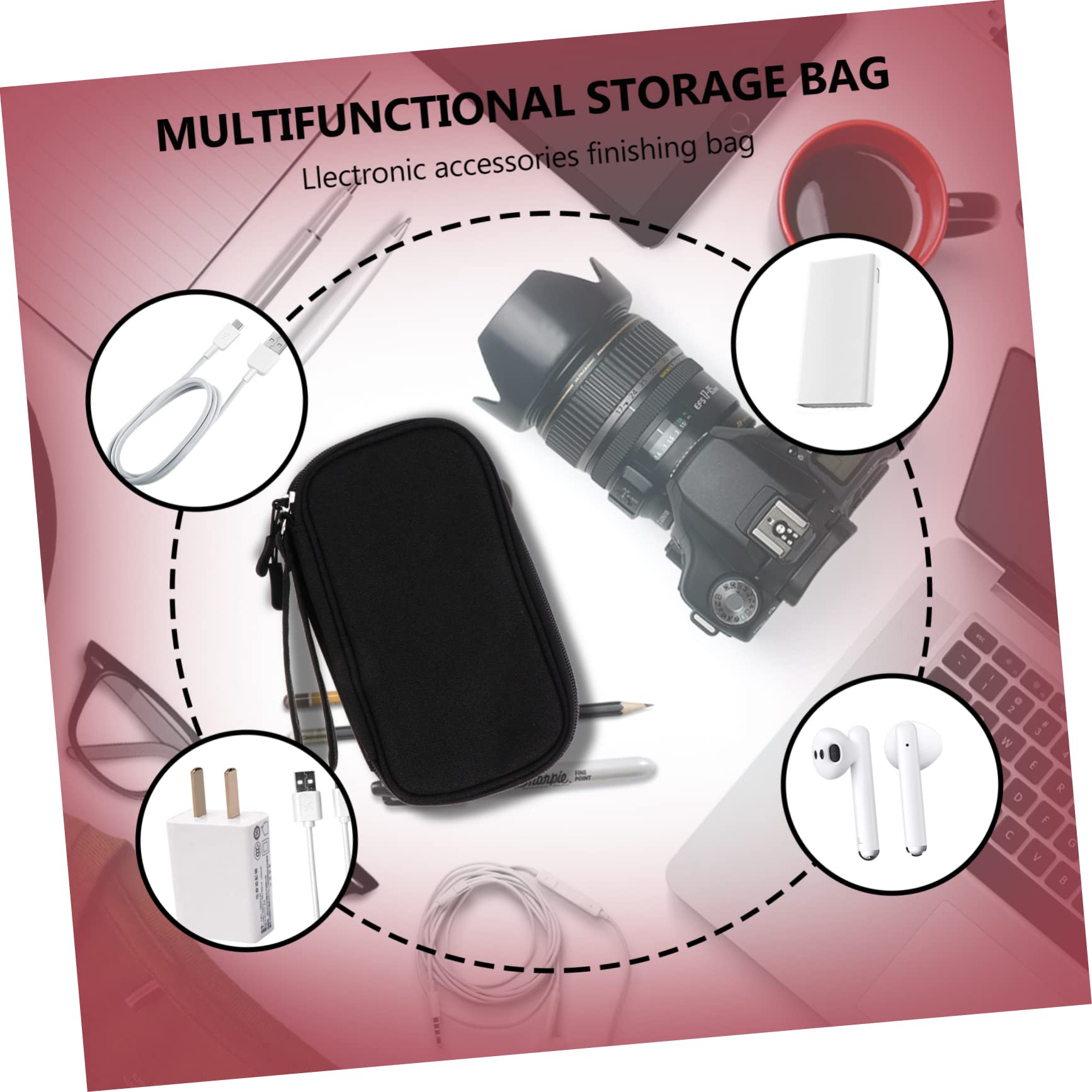 OSALADI 3 Pezzi Set Di Organizer Per Dispositivi Elettronici Multiuso Supporto Per Caricabatterie Custodia Per Auricolari Custodia Per Cavi Da Viaggio