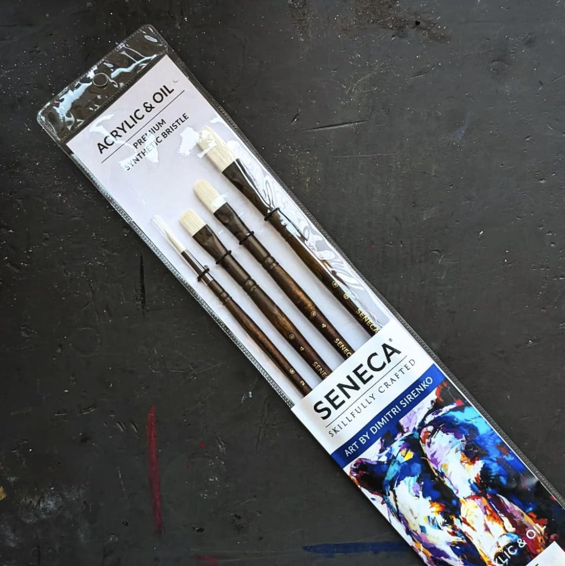 Seneca - Set di 100 pennelli professionali con setole sintetiche per acrilico, olio e olio miscelabile con acqua, serie 1700