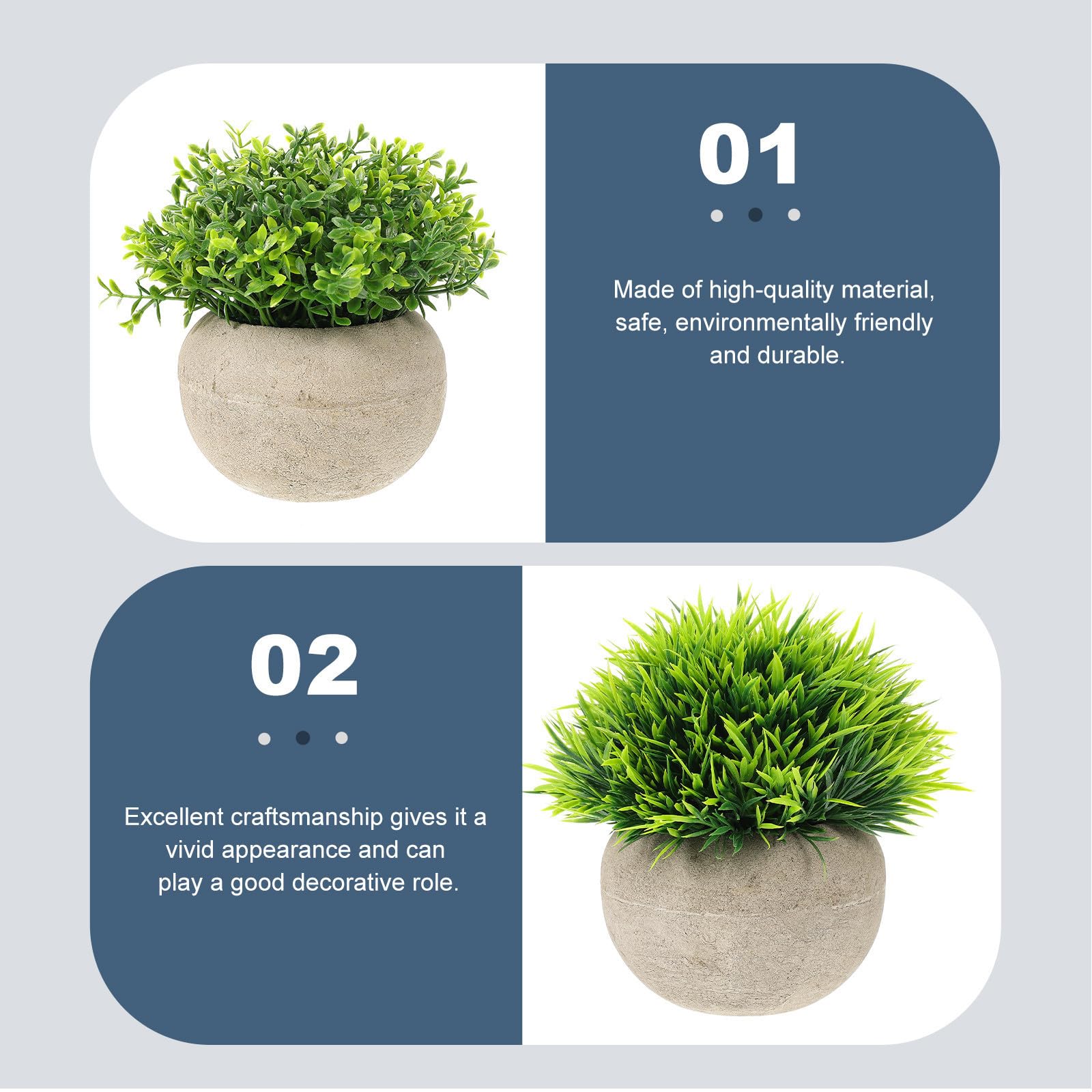 Plantas Artificiales Decorativas en Maceta 3piezas para Hogar y Coche, Apariencia Natural, Material de Pulpa y Plástico, sin Mantenimiento, Color Verde