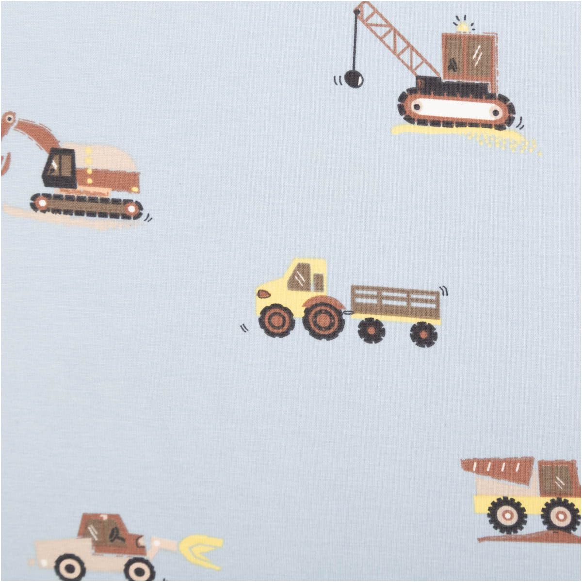 Jersey Cotton Jersey Construction Vehicles Light Blue 1.45 m Wide Fabric Sold by the Metre Ideal for Clothes, Sweaters & Blankets (145 cm Width)