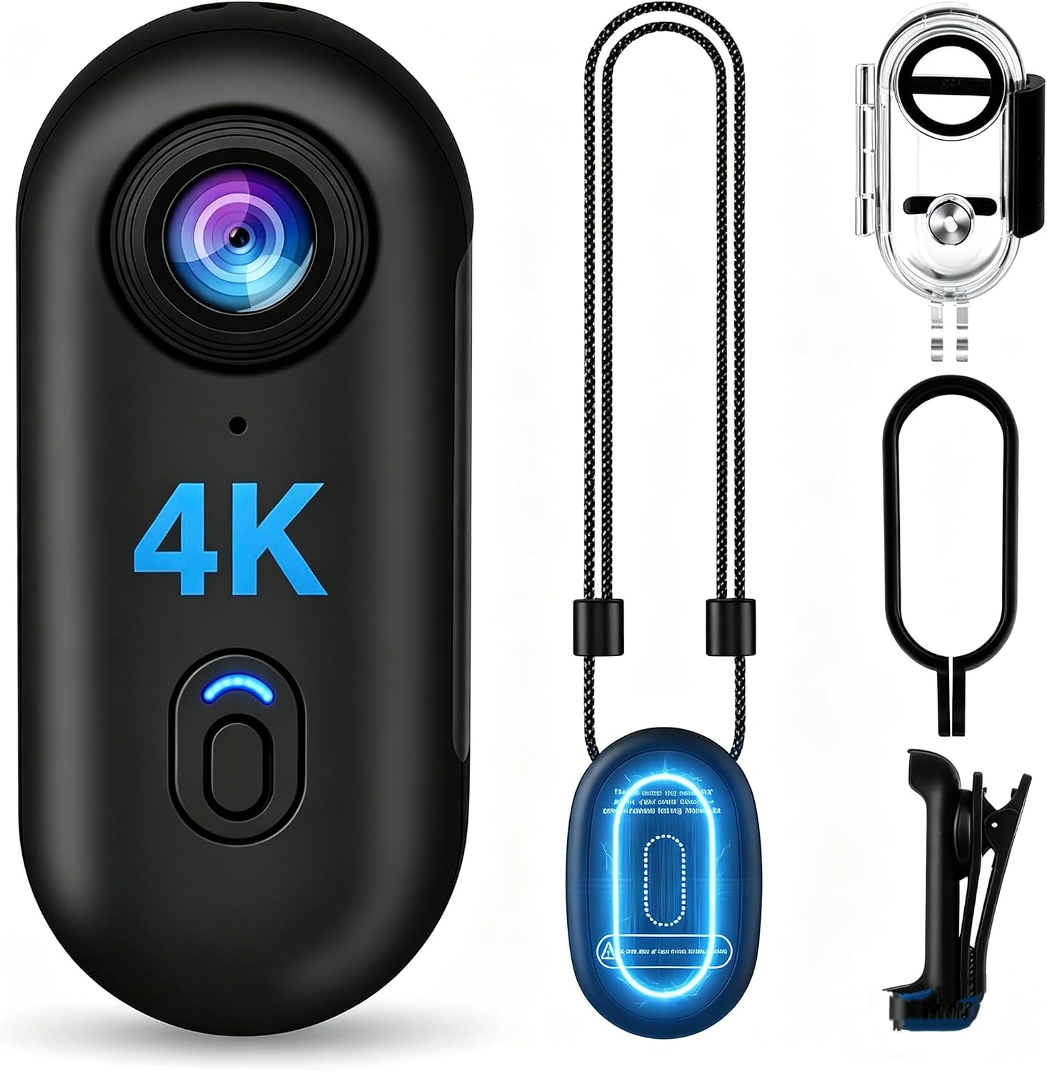 4K 128GB Magnetic Wearable Mini Body Camera, Thumb Size POV Sports Camera, Hands-Free Recording for Cycling, Motorcycle, Vlogging & Outdoor（Black）