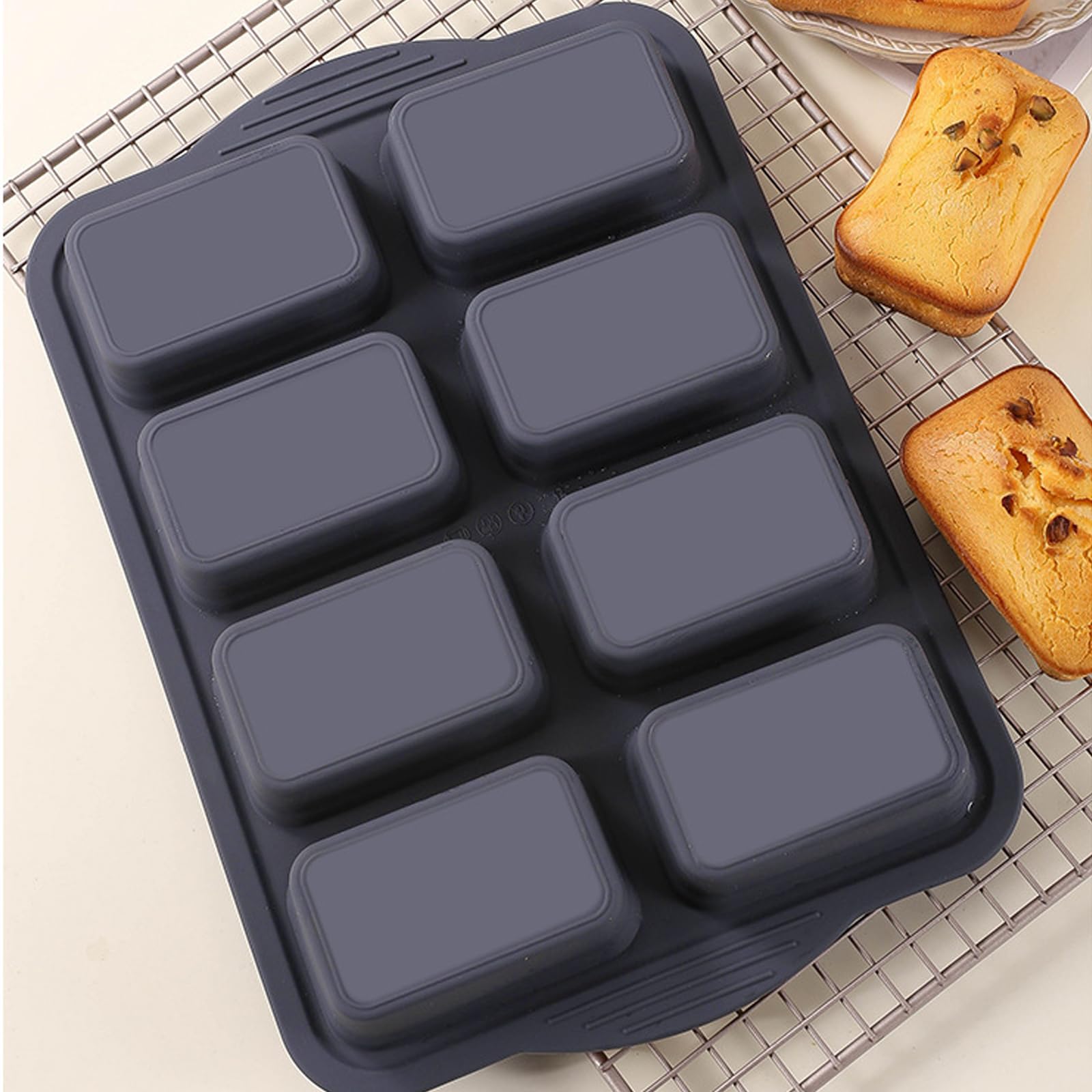 Moule à muffins en silicone, pliable, pour 12 muffins, avec cadre en métal, moule à cupcakes anti-adhésif avec spatule pour la cuisson, passe au lave-vaisselle, sans BPA (8 cavités)